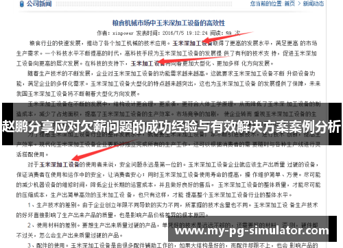 赵鹏分享应对欠薪问题的成功经验与有效解决方案案例分析